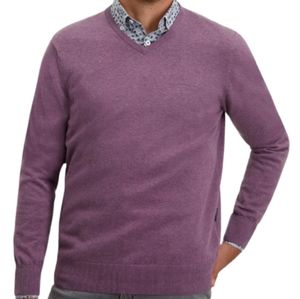 Cashmere Cotton Weatherproof Purple V Neck Sweater L Men's